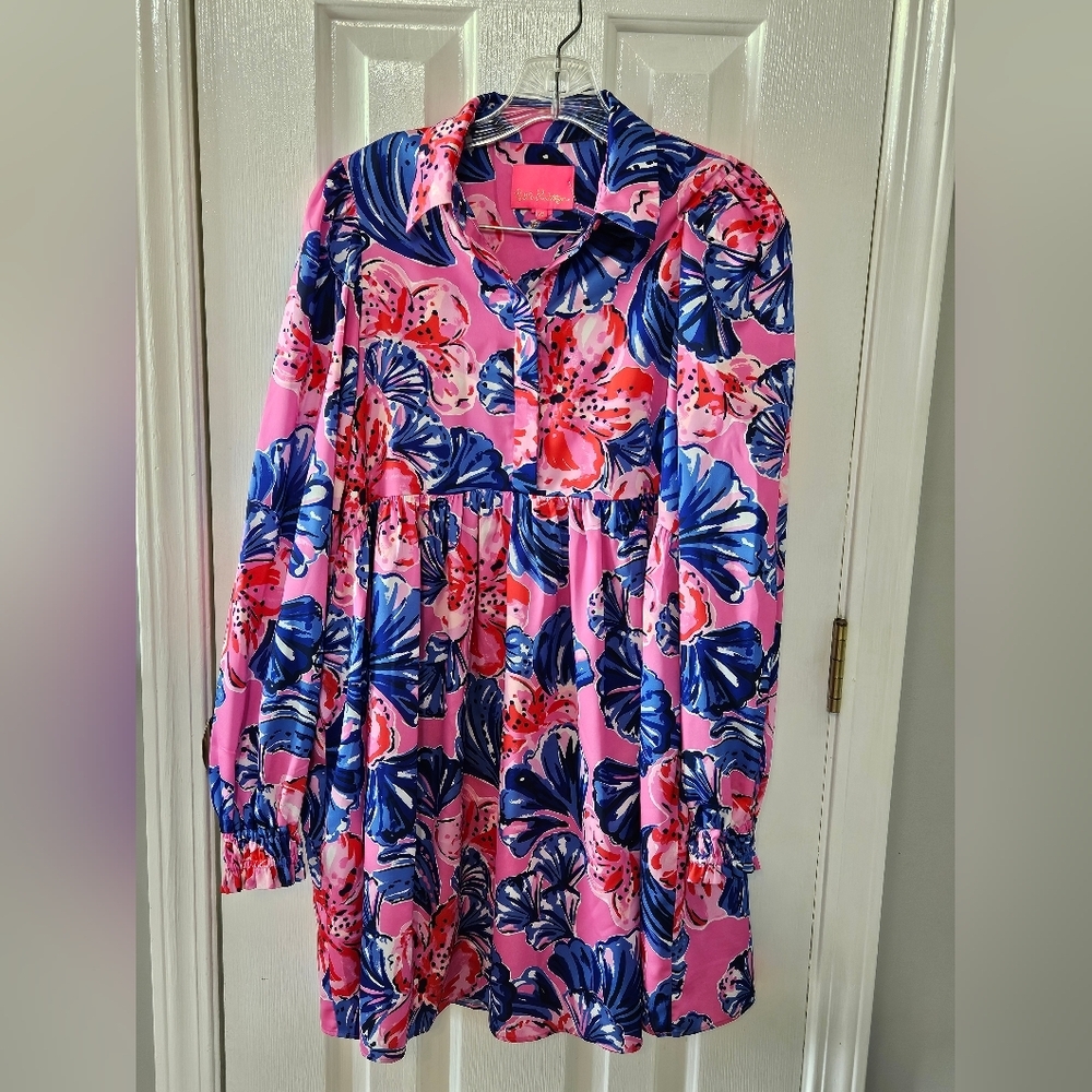 Lilly Pulitzer Arlie Dress Plumeria Pink in A Holidaze XS